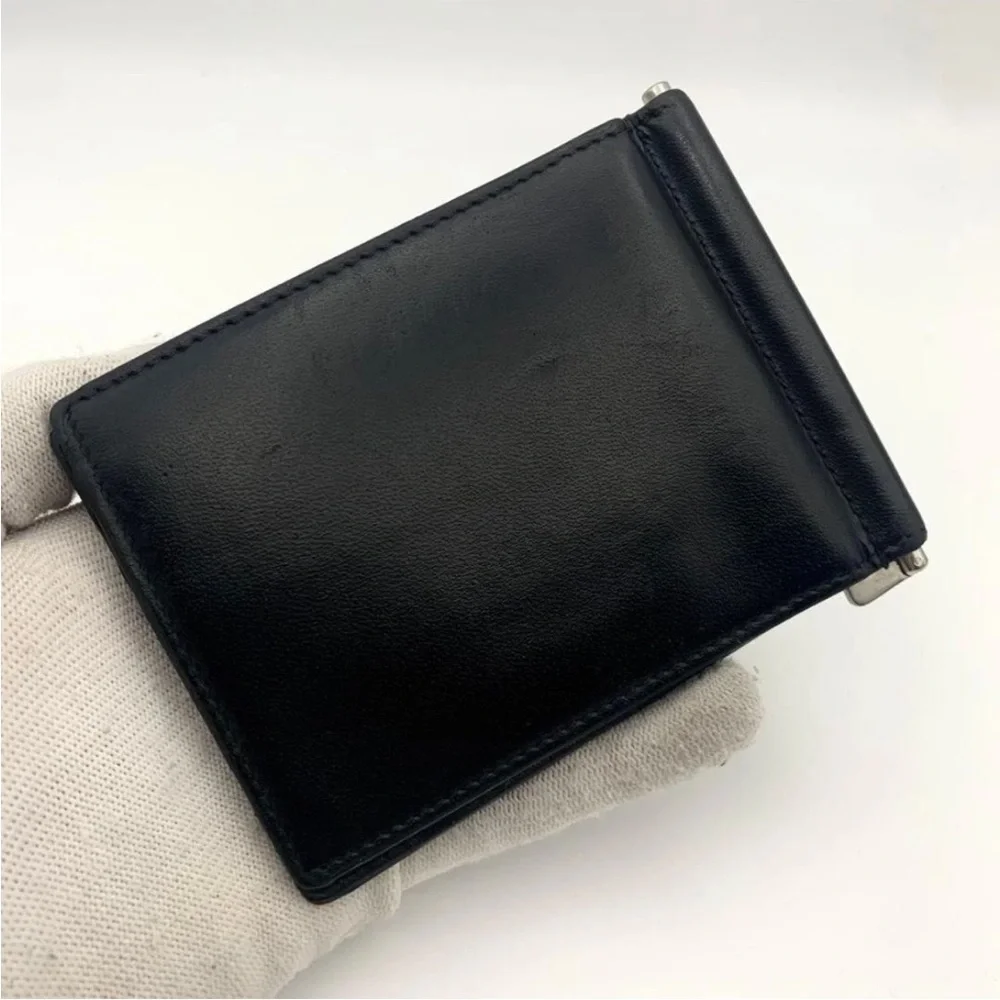Yves Saint Laurent Black Money Clip with Silver Logo